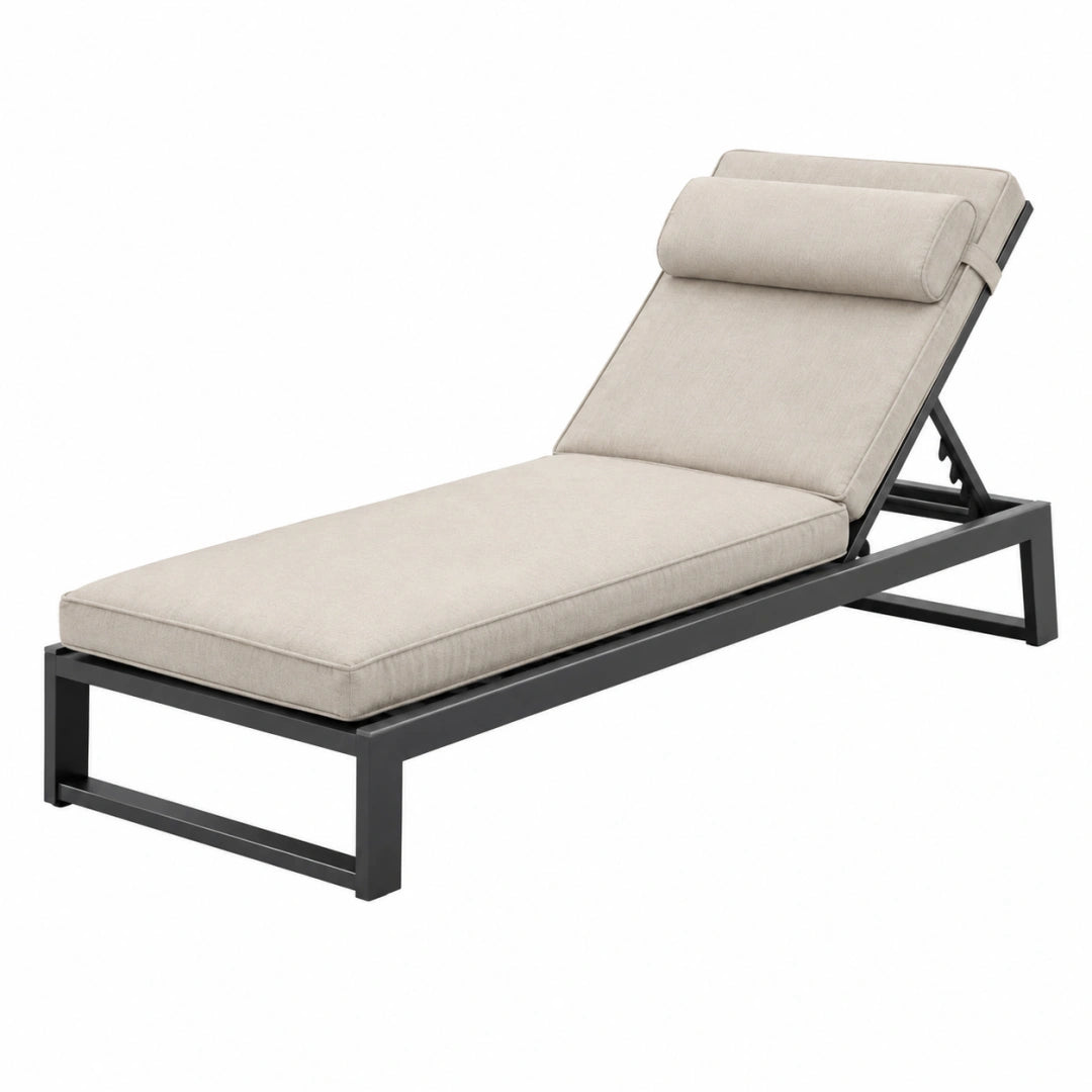 Gartenliege 200 x 70 cm Metall Beige mit verstellbarer Rückenlehne
