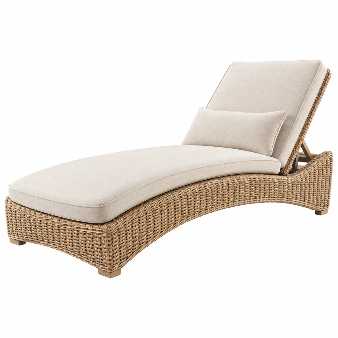Gartenliege 200 x 75 x 85 cm Geflecht Beige verstellbar für Außenbereiche