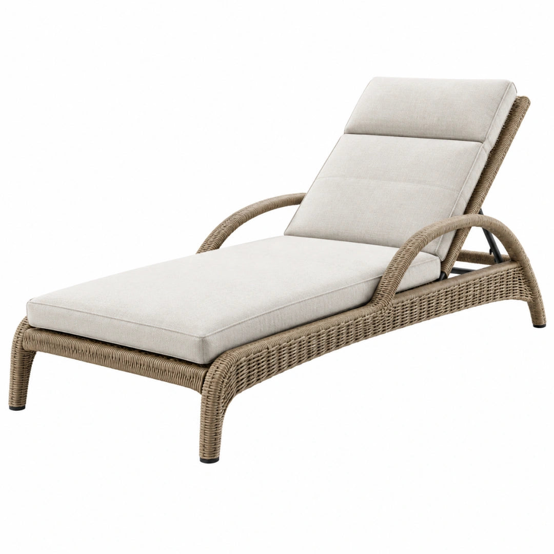 Sonnenliege 200 x 70 x 90 cm Polyrattan Beige verstellbare Rückenlehne