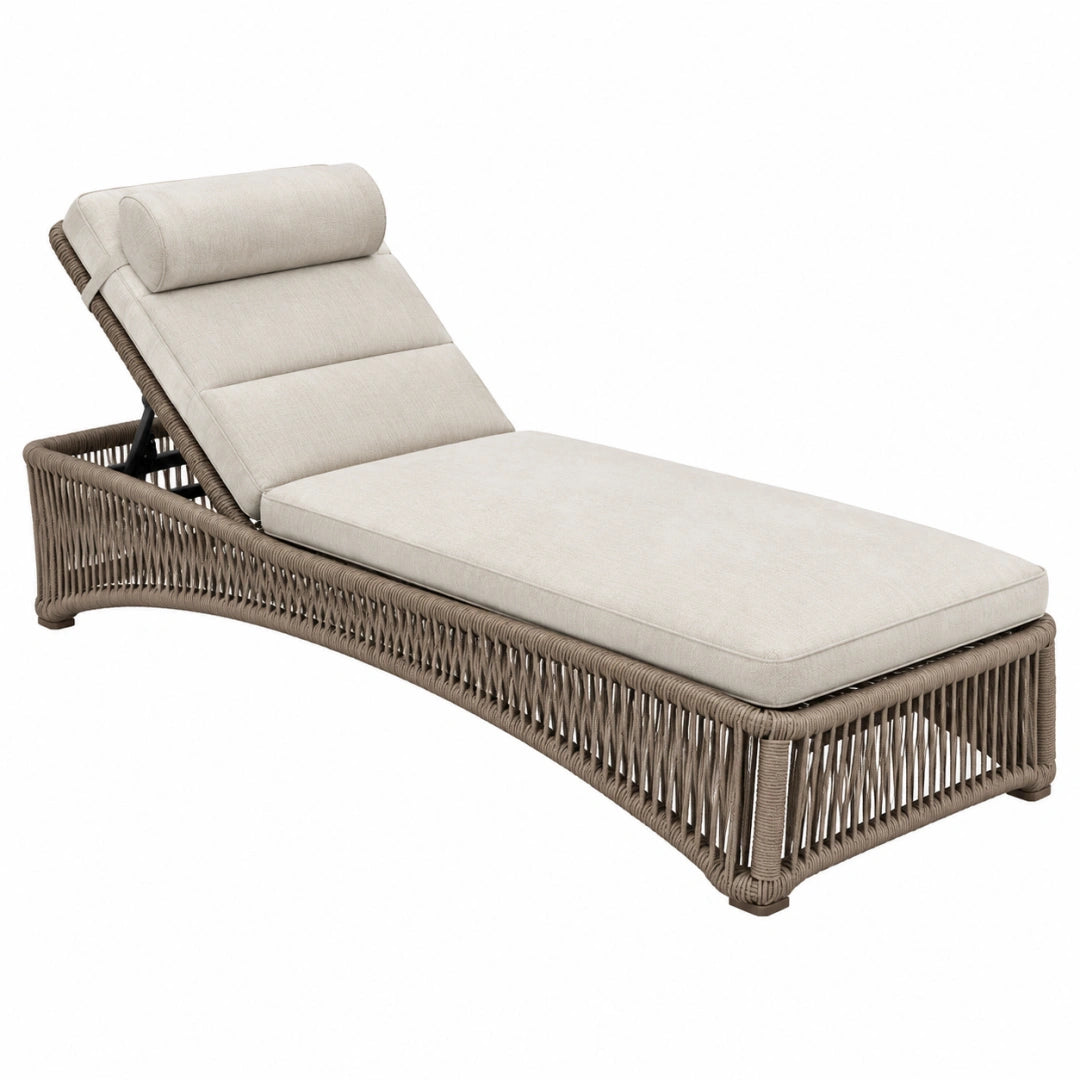 Gartenliege 200 x 75 cm Geflecht Beige mit verstellbarer Rückenlehne