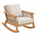 Schaukelstuhl 100 x 70 x 95 cm Holz Naturbeige mit Seilgeflecht und Polsterung
