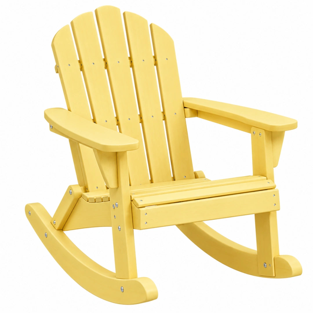 Schaukelstuhl 96 x 76 x 100 cm aus Holz Gelb für Garten im Adirondack-Stil