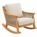 Schaukelstuhl 92 x 72 x 98 cm Holz Beige mit Seilgeflecht - Relaxsessel im natürlichen Stil