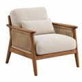Sessel 78 x 78 x 82 cm Beige Braun mit Holzgestell und Seilbespannung