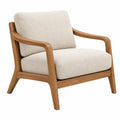 Sessel 75 x 85 x 85 cm mit Textilbezug in Beige und Holzgestell im skandinavischen Stil