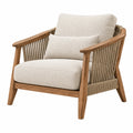 Sessel 78 x 75 x 82 cm Naturholz Beige mit Seilgeflecht und Textilpolsterung