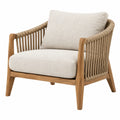 Sessel 75 x 82 x 85 cm aus Massivholz mit Seilgeflecht in Beige Naturbraun
