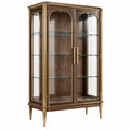 Vitrine 100 x 45 x 190 cm Holz Glas Braun Gold klassischer Stil mit Glastüren