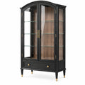 Vitrine 100 x 45 x 190 cm Holzwerkstoff Glas Schwarz Braun klassisch mit Schublade