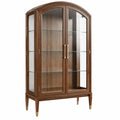 Vitrine 90 x 45 x 190 cm aus Holz und Glas in Walnussbraun mit Glastüren