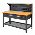 Werkbank 120 x 60 x 150 cm mit Holzplatte und Metallgestell Schwarz Natur Industriestil