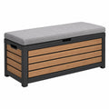 Garten-Aufbewahrungsbank 120 x 60 x 50 cm mit Sitzpolster Holzoptik Schwarz Grau