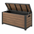 Aufbewahrungsbox 120 x 60 x 63 cm Metall Kunststoff Holzoptik mit Gasdruckfedern für Garten Terrasse und Balkon